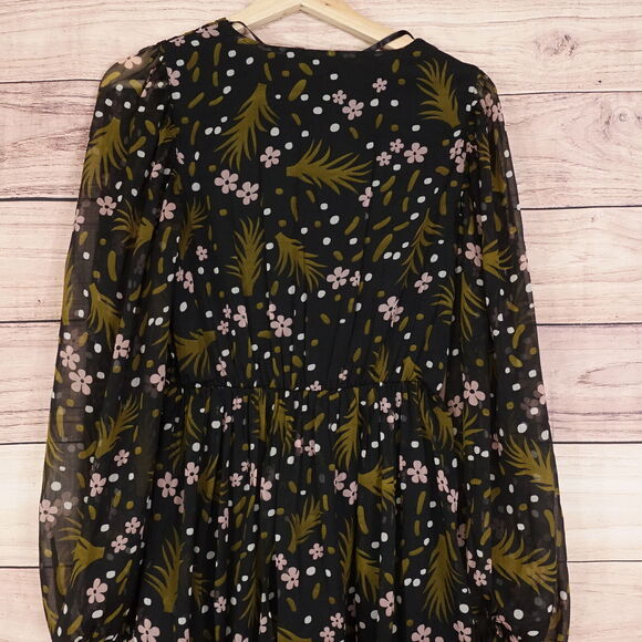 VERO MODA VMHADDIE LS SHORT GATHERING DRESS FLORAL SHEER WOMENS SIZE S NEW! - Picture 5 of 11